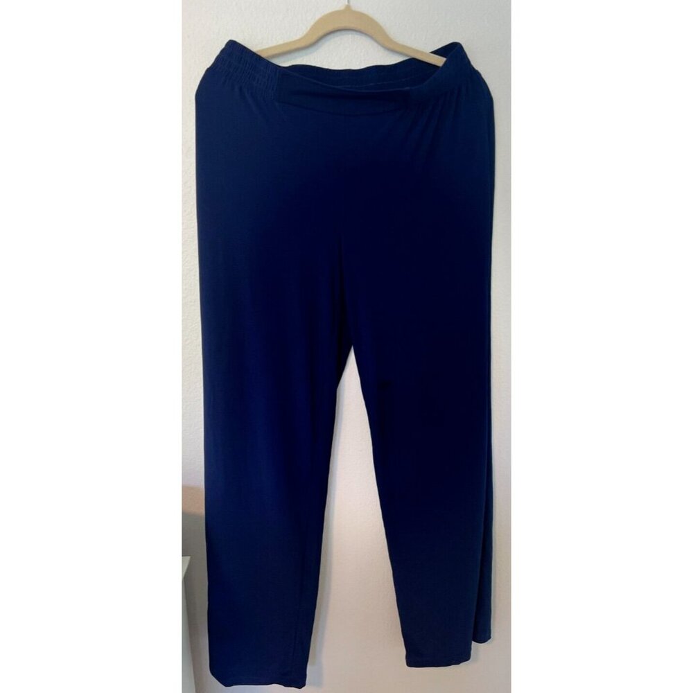 Iman Dress Pants Women L Blue Wide Leg Stretch Polyester - 96% Poly 4% Spandex